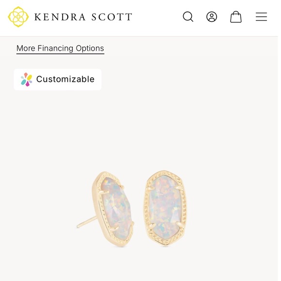 Kendra Scott Ellie Gold Stud Earrings in White Kyocera Opal - Picture 2 of 3
